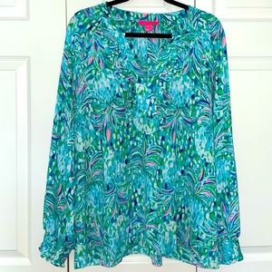 Lilly Pulitzer Ruffle Top with Peasant Sleeves